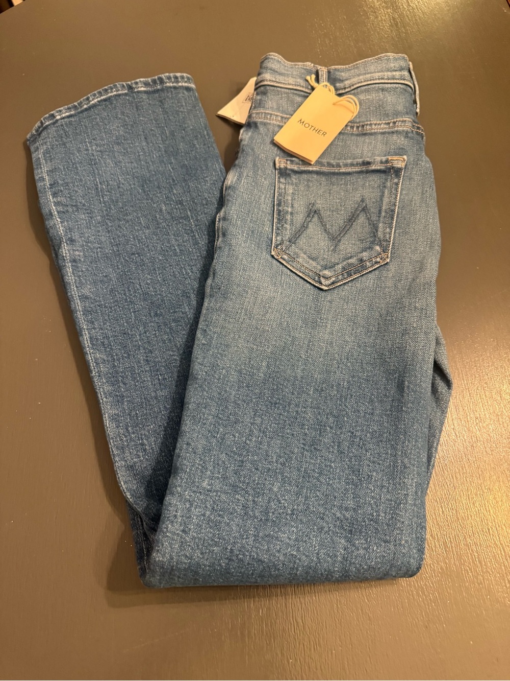 MOTHER Skinny Jeans in Mid Blue Denim